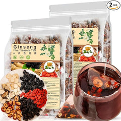 Mknytea-Ginseng Five Treasures Tea | Boost Energy & Immunity &Prevent hair loss, regulate kidneys, improve sleep