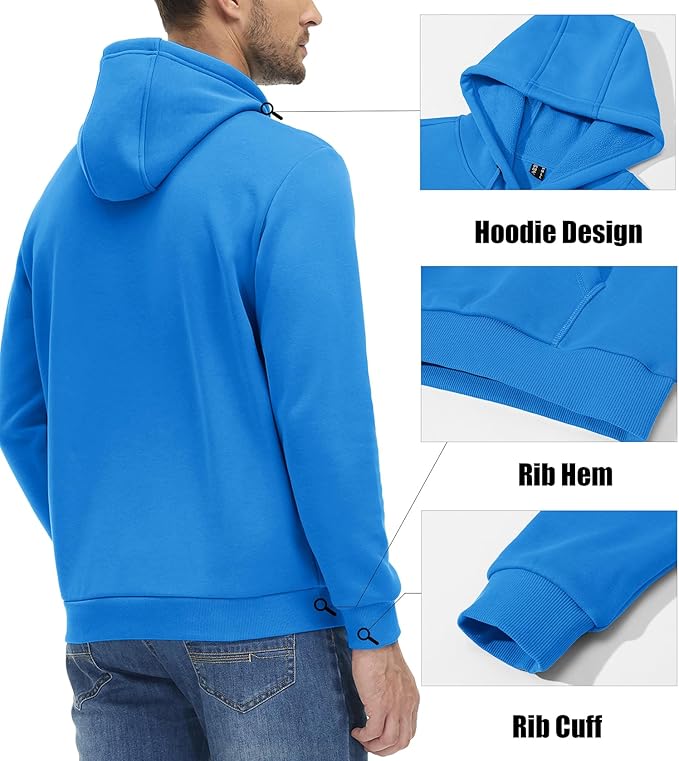 MAGCOMSEN Men's Active Hoodies Fleece Lined Sweatshirts Casual Athletic Workout Pullover With Kangaroo Pocket
