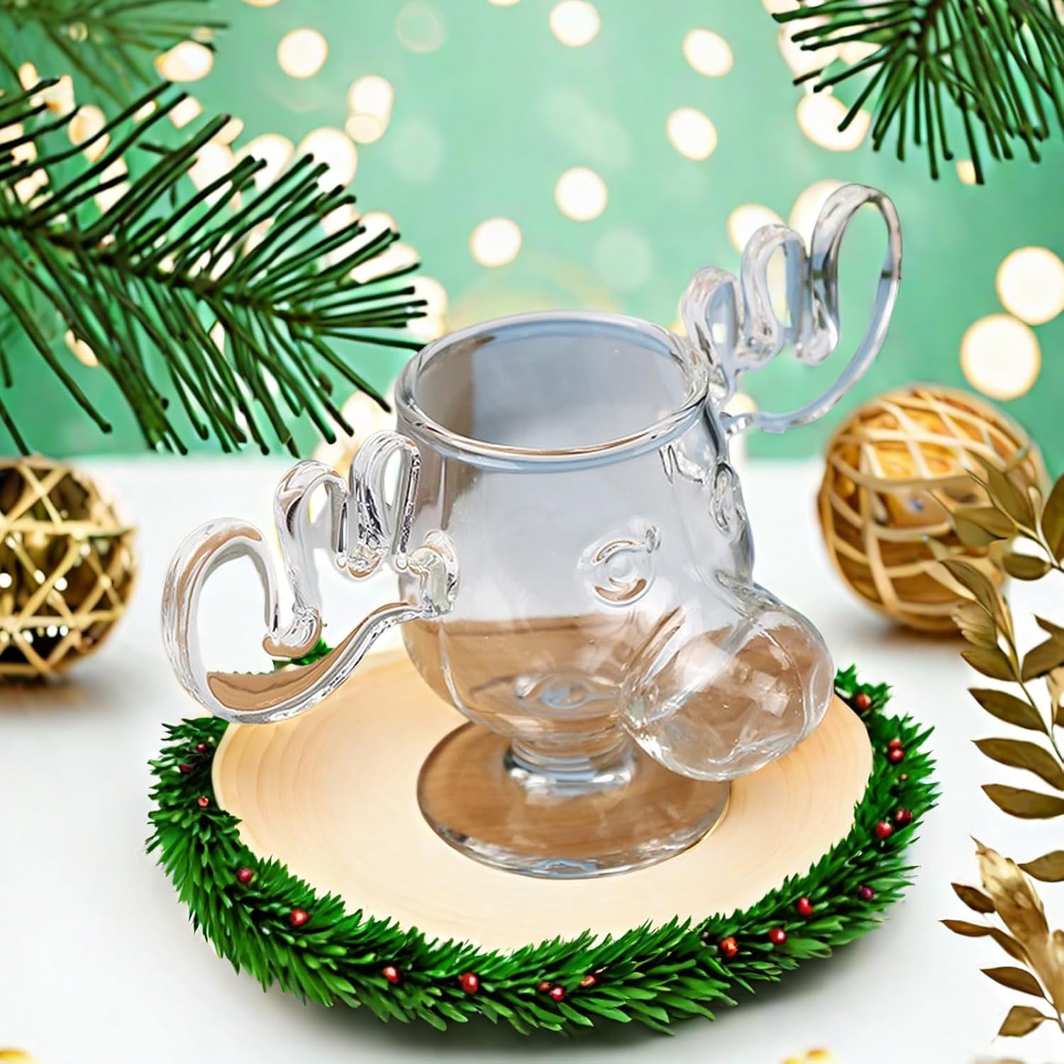 Antler-Shaped Glass Cup - Creative Christmas Gift, Unique Glass Drinkware, Perfect Holiday Decoration, Ideal for Family Gatherings and Collecting