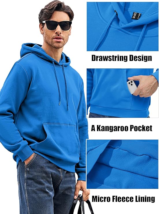 MAGCOMSEN Men's Active Hoodies Fleece Lined Sweatshirts Casual Athletic Workout Pullover With Kangaroo Pocket